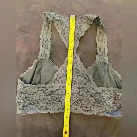 Free People Charcoal Gray Lace Bralette Medium, Racerback Style Intimately - Picture 10 of 12